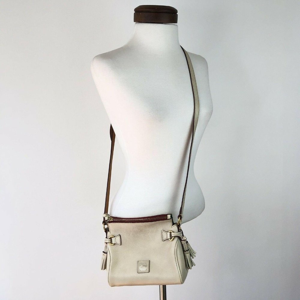 Vtg Dooney & Bourke All White Bone Florentine Leather Bag Crossbody Satchel